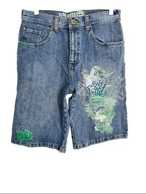 RARE vintage Y2K Ecko Unltd Boys 18 Skater Shorts Front/Back Rhino Embroidered